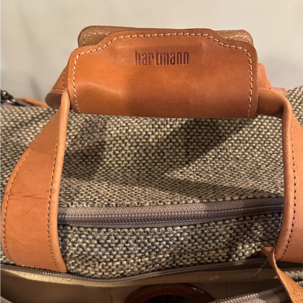 Hartmann Luggage Overnight Weekend Bag Leather 80s tweed brown tan carry on - Picture 13 of 13